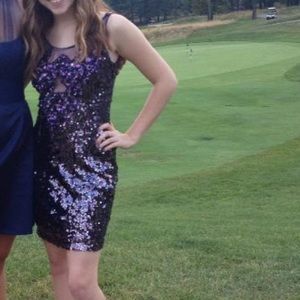 Purple sequin short dress
